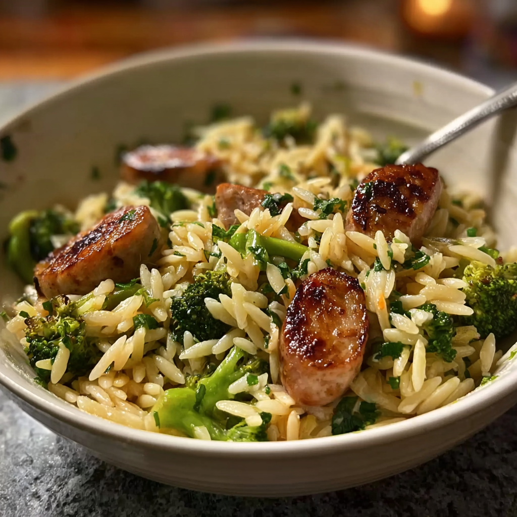 Chicken Sausage and Broccoli Orzo Dinner Recipe