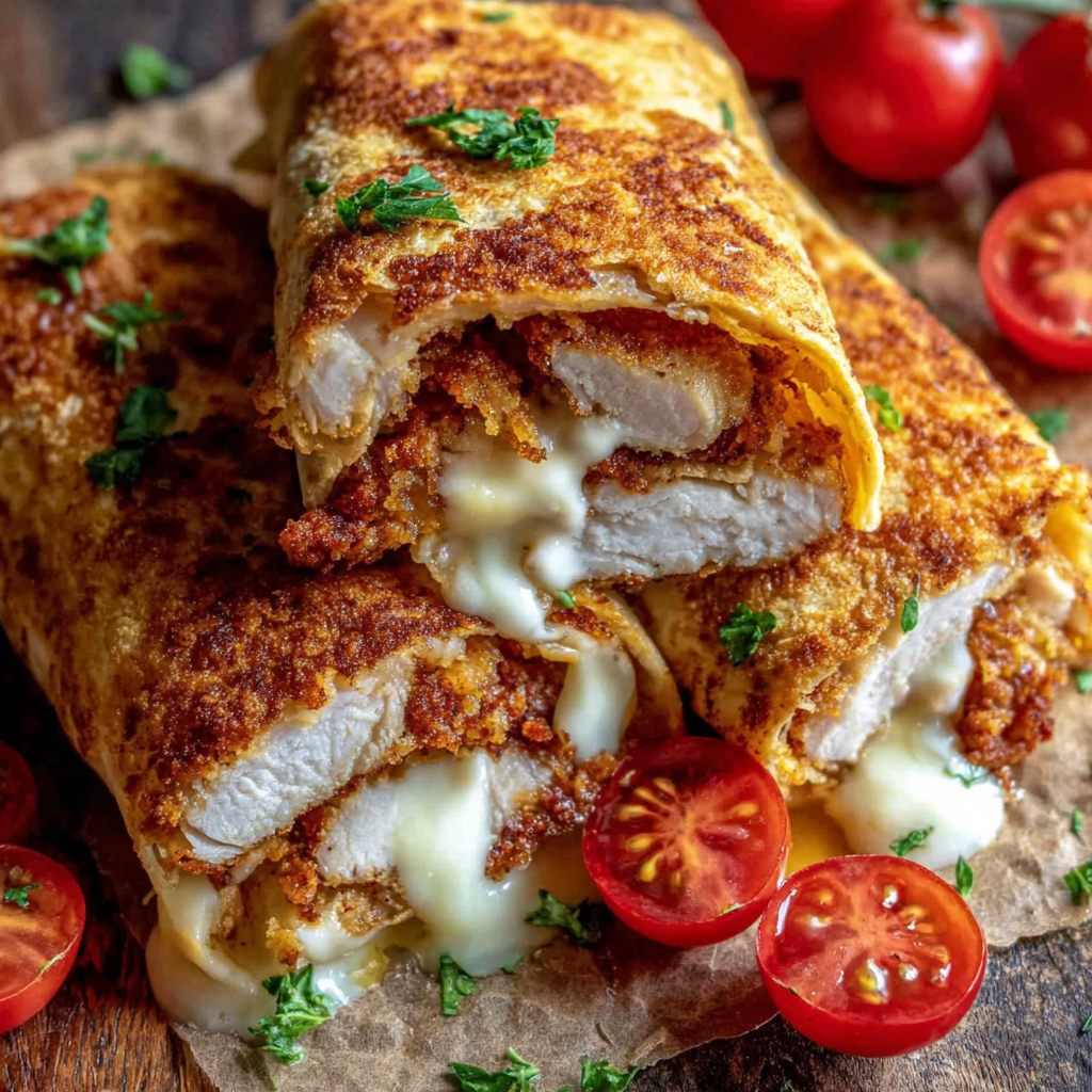 Crispy Air Fryer Chicken and Mozzarella Wraps Recipe