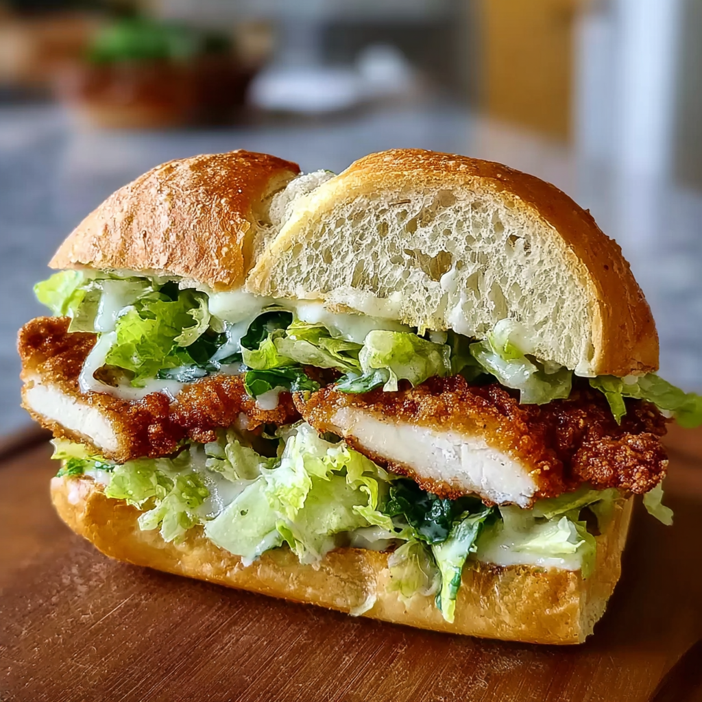 Crispy Chicken Caesar Sandwich – Crunchy & Flavorful