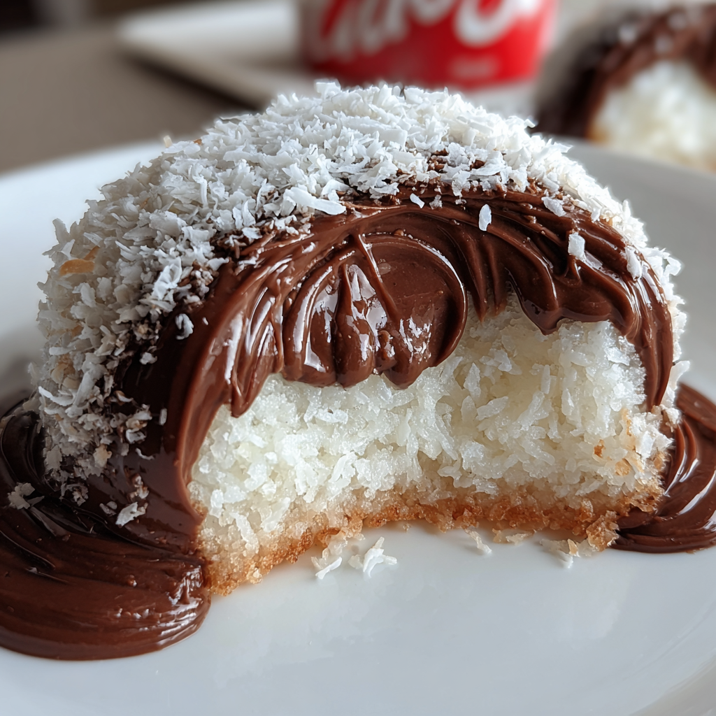 Decadent Coconut Dome Filled with Chocolate Spread