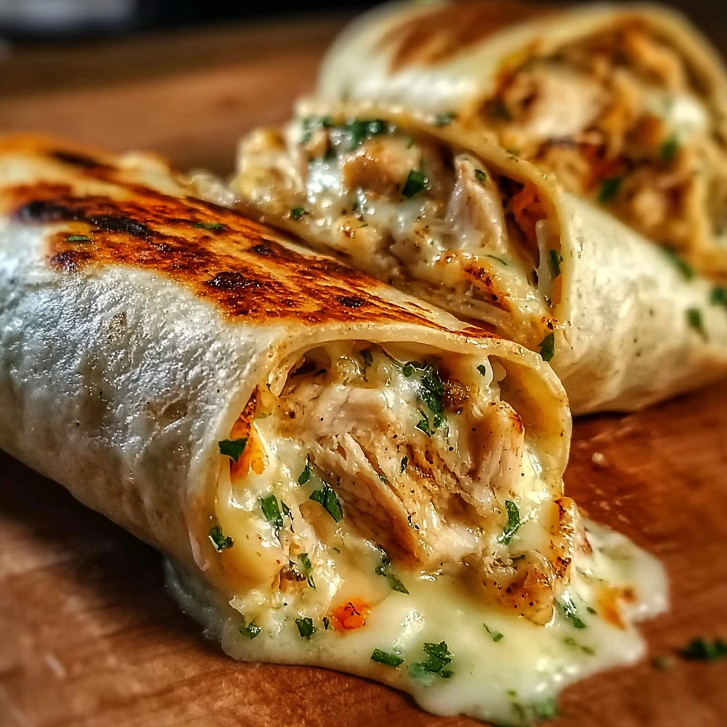 Deliciously Cheesy Garlic Chicken Wraps to Enjoy