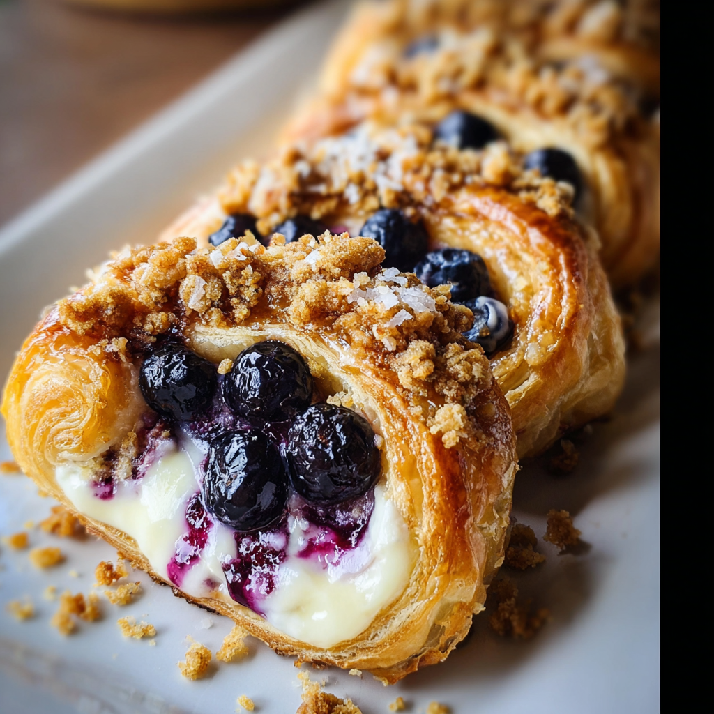 Delightful Blueberry Cream Cheese Streusel Danishes