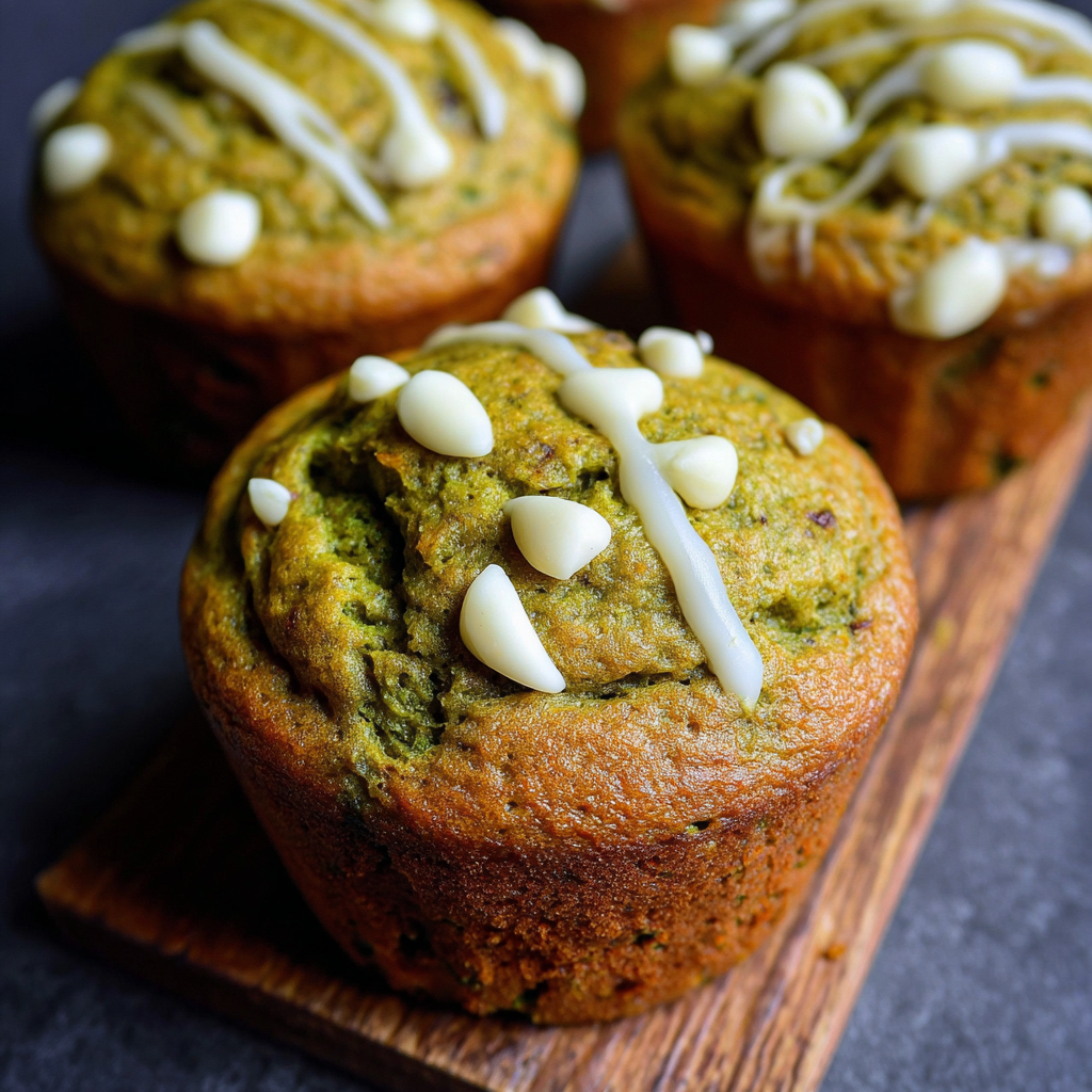 Indulgent Zen-ful Matcha White Chocolate Muffins