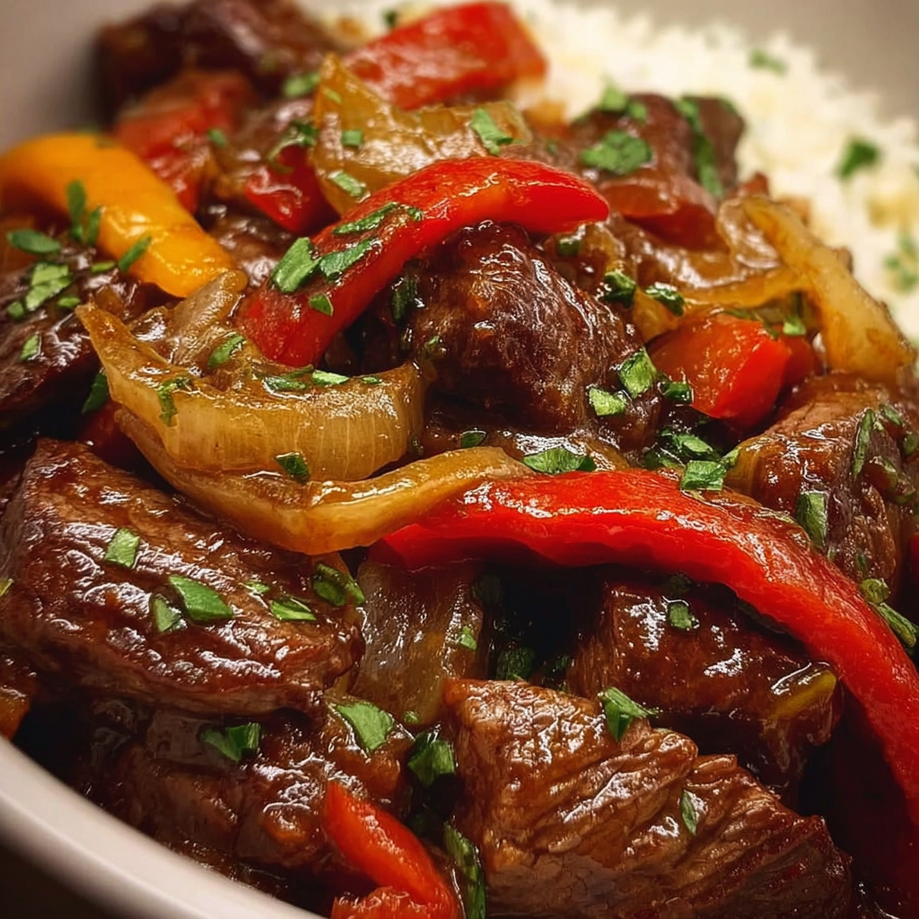 Savory Pepper Steak in a Crock Pot Recipe