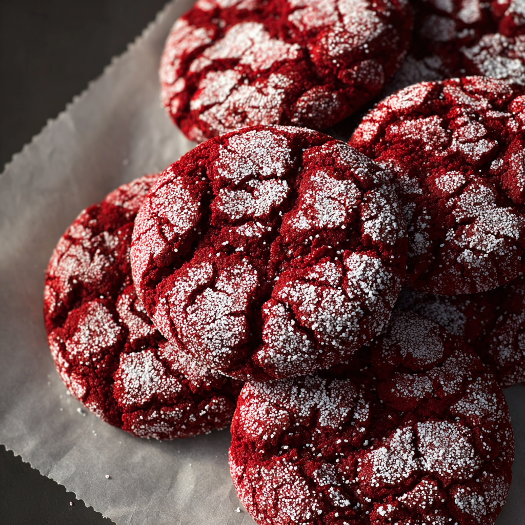 Baking Delights: Red Velvet Crinkle Cookies to Savor
