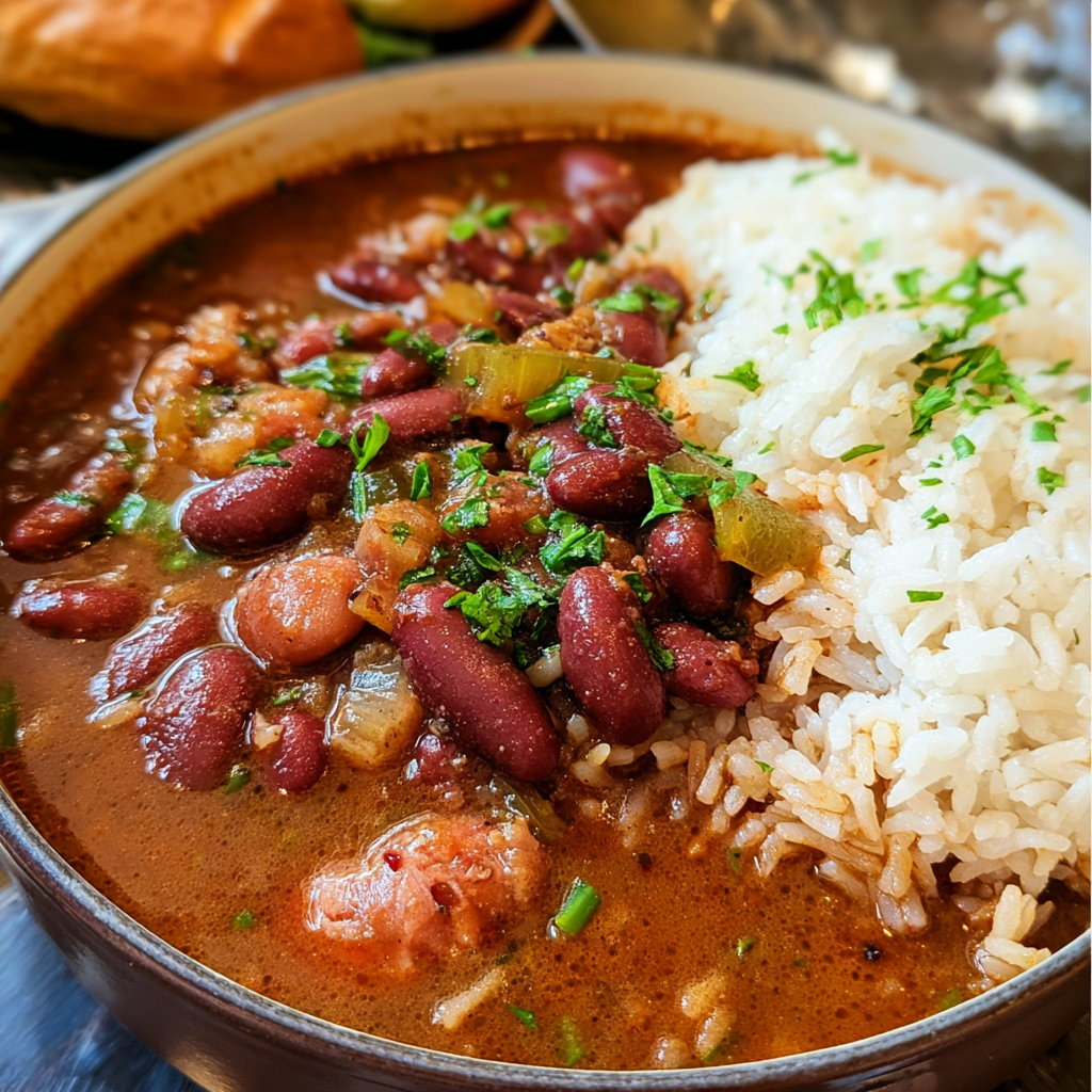 Classic Creamy Red Beans and Rice Dish