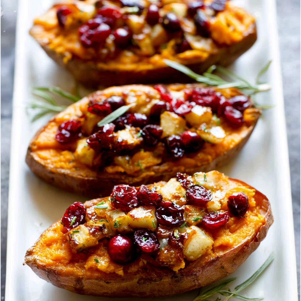 Cranberry Apple Twice-Baked Sweet Potatoes