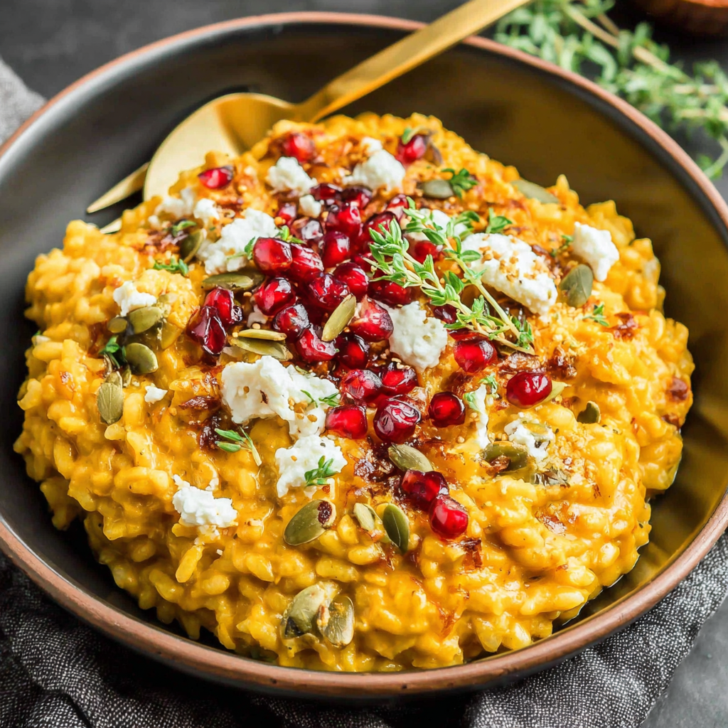 Creamy Baked Pumpkin Goat Cheese Risotto