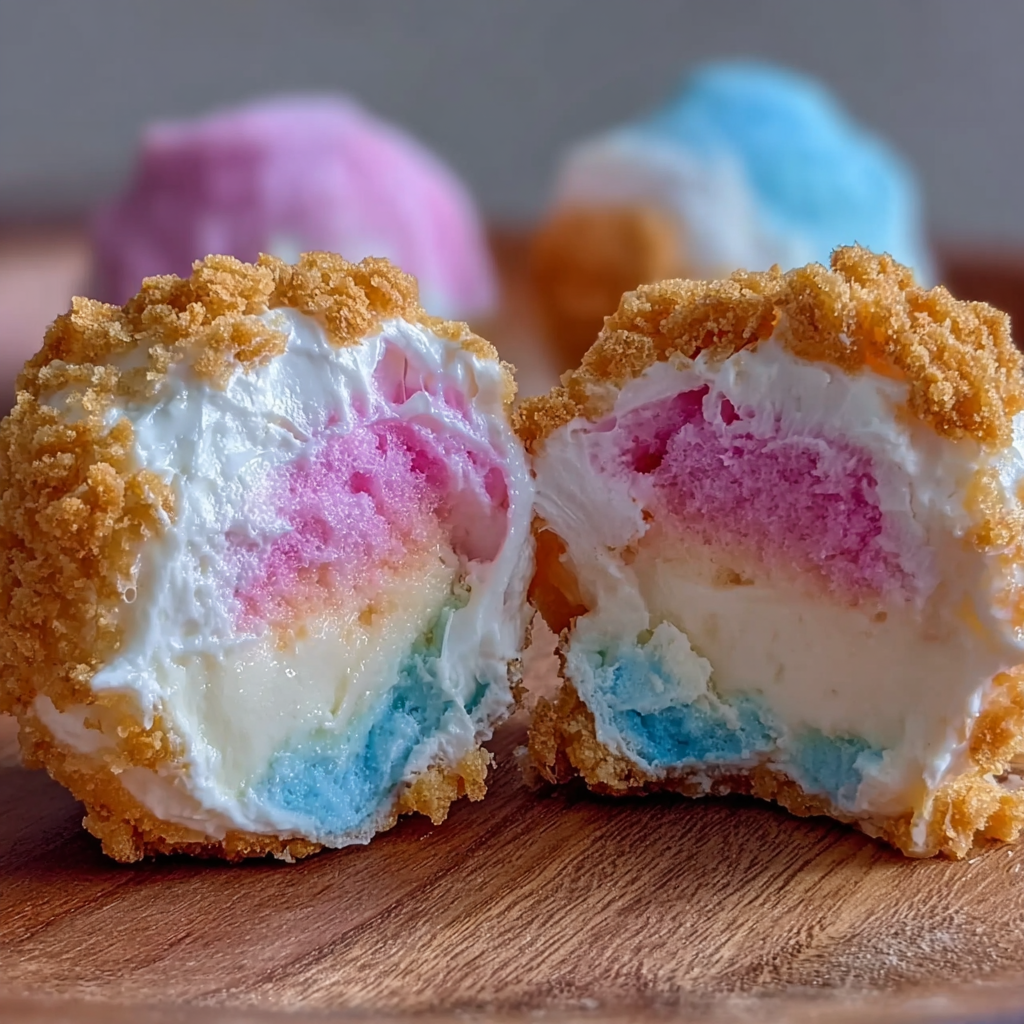 Crispy Cotton Candy Cheesecake Bombs Recipe