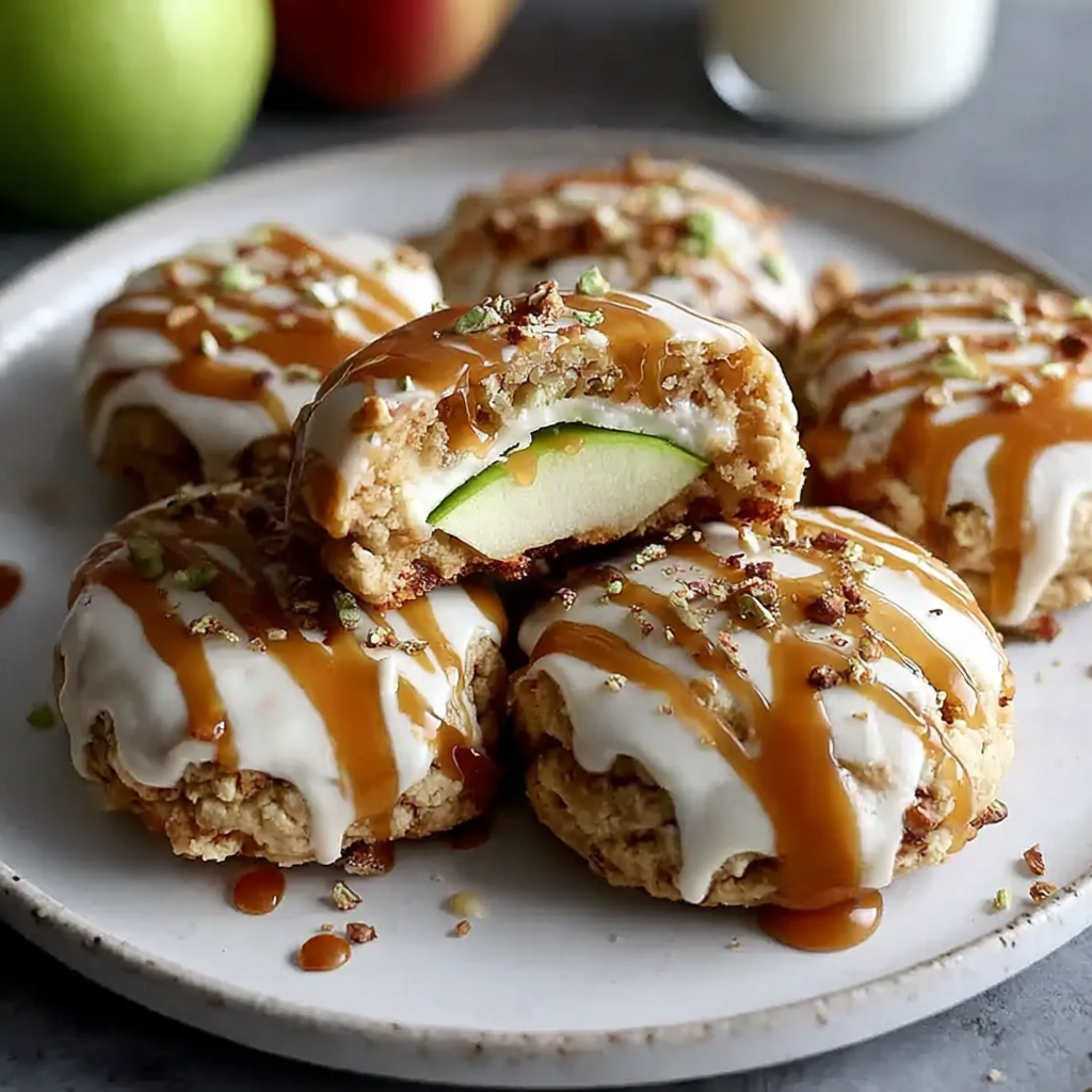 Deliciously Spiced Crumbl Caramel Apple Cookies