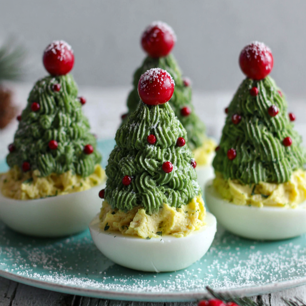 Festive Deviled Egg Christmas Trees for Your Table