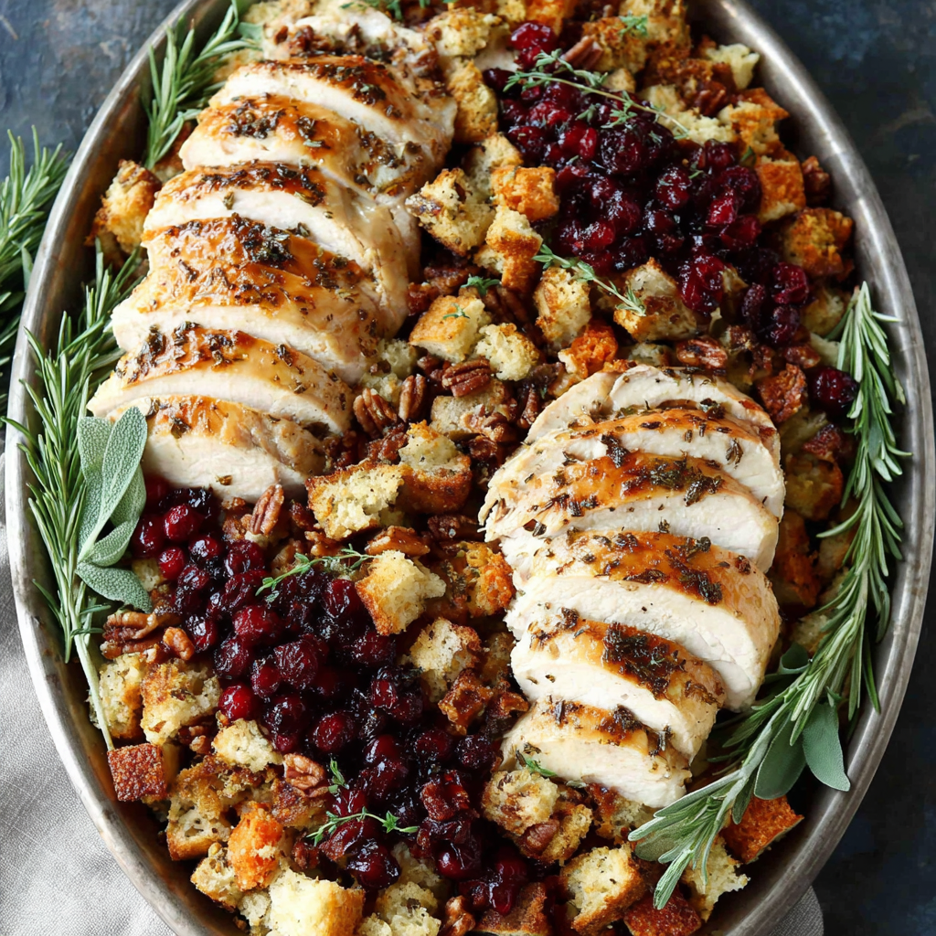Herb Roasted Turkey with Cranberry Pecan Stuffing