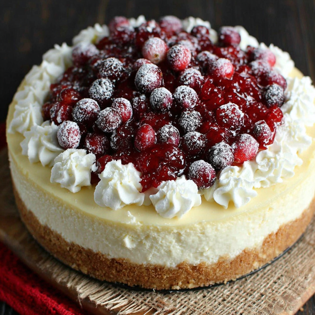 Indulgent Cranberry Jam White Chocolate Mousse Cheesecake