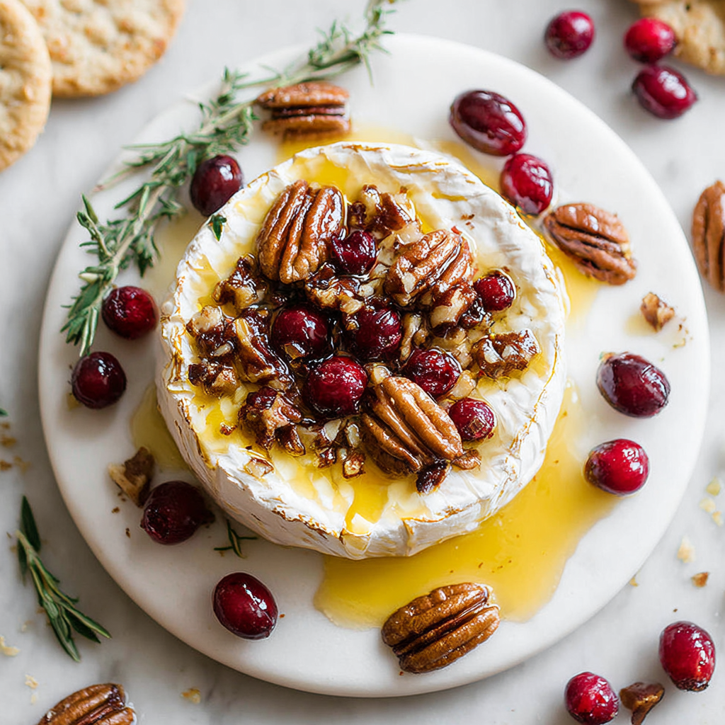 Savory Baked Brie with Cranberries and Pecans