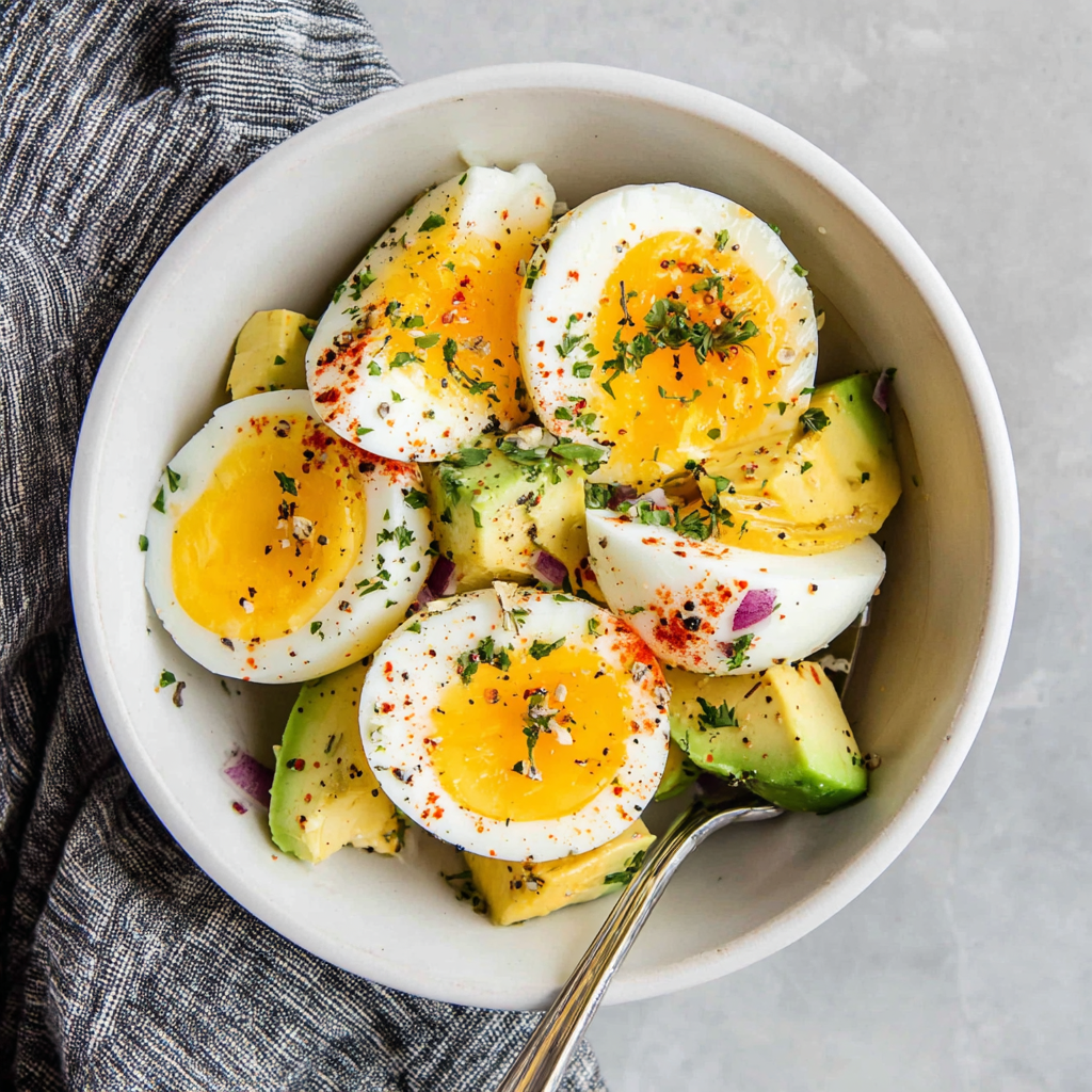 A Flavorful Hard Boiled Egg and Avocado Bowl Recipe