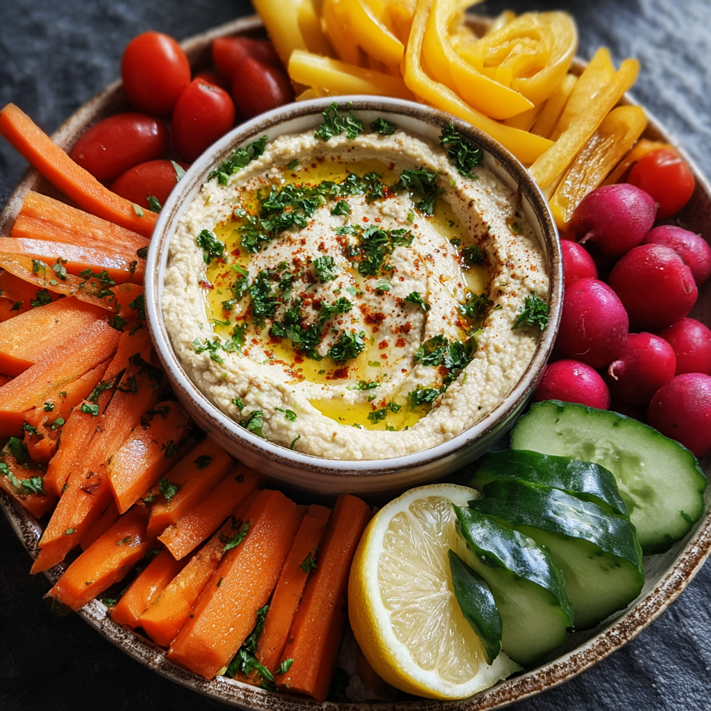 A Flavorful Hummus and Veggie Platter Experience