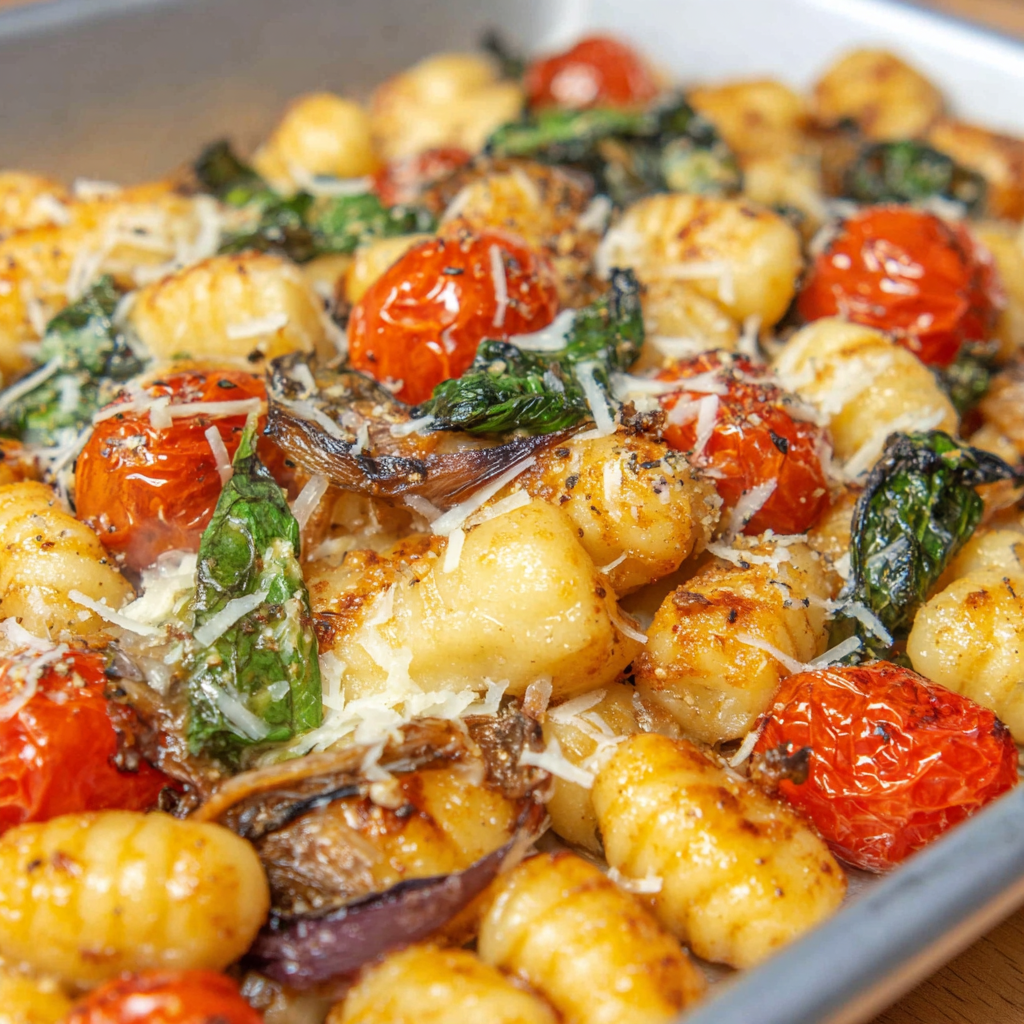 Baked Sheet Pan Gnocchi with Vegetables and Herbs