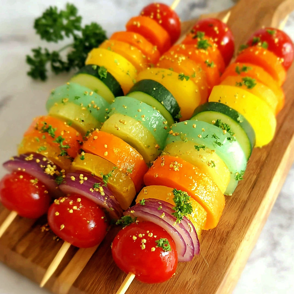 Colorful Rainbow Veggie Skewers for Every Occasion