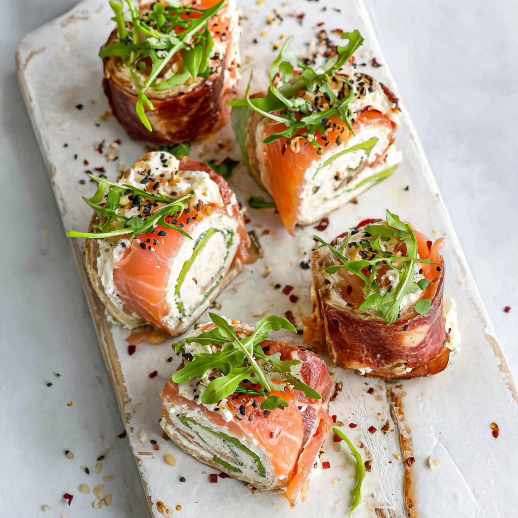 Delicious Smoked Salmon & Cream Cheese Roll-Ups