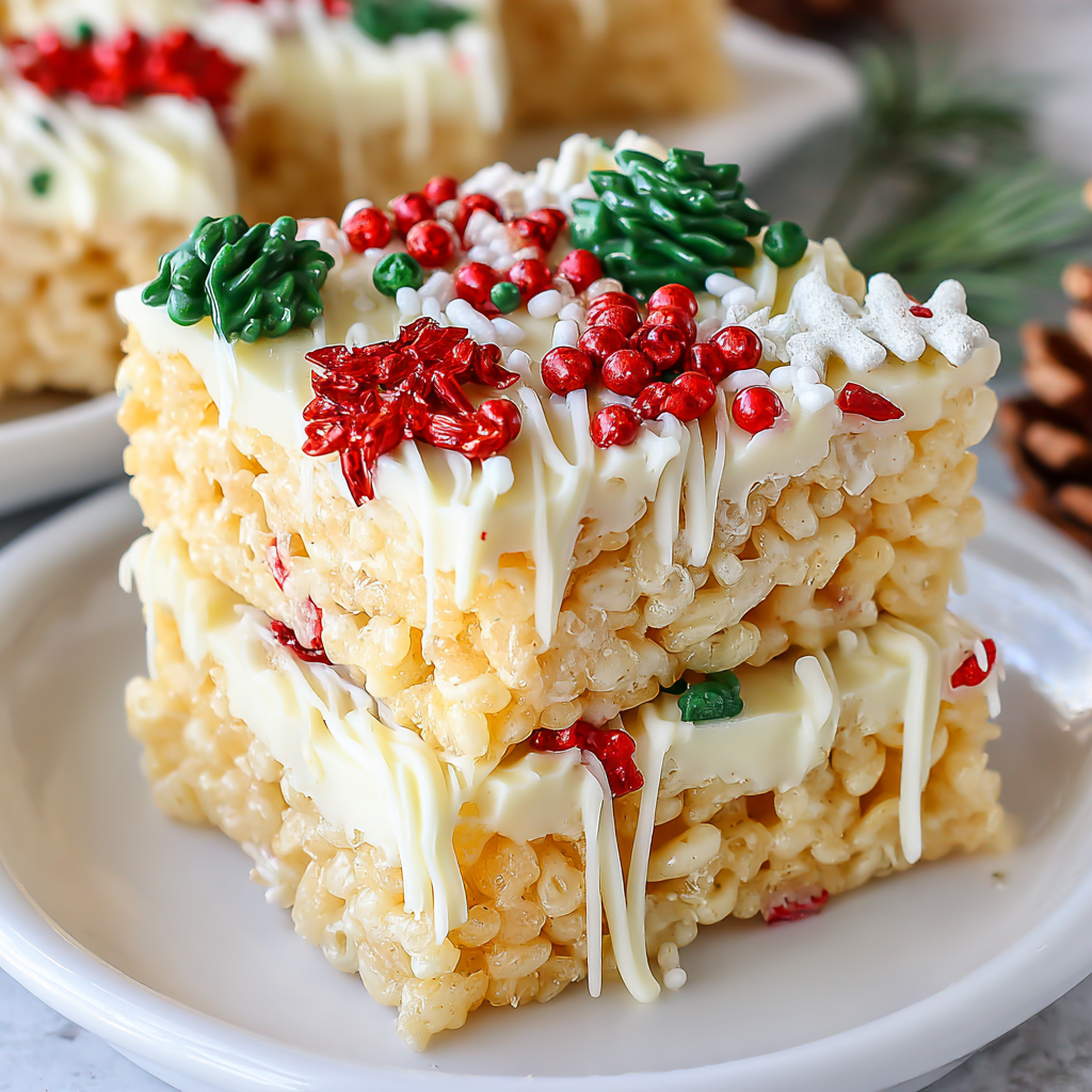 Delicious White Chocolate Christmas Rice Crispy Treats