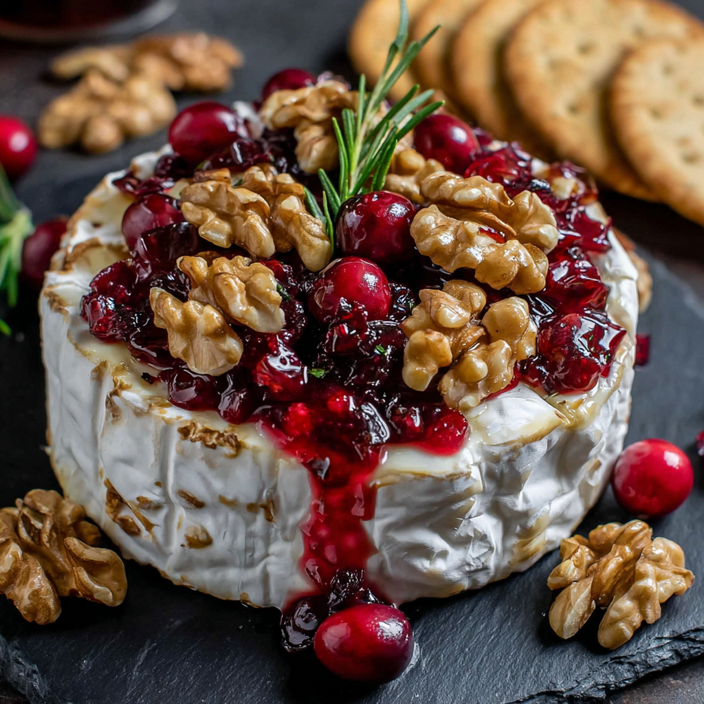 Deliciously Melted Crockpot Brie with Cranberries