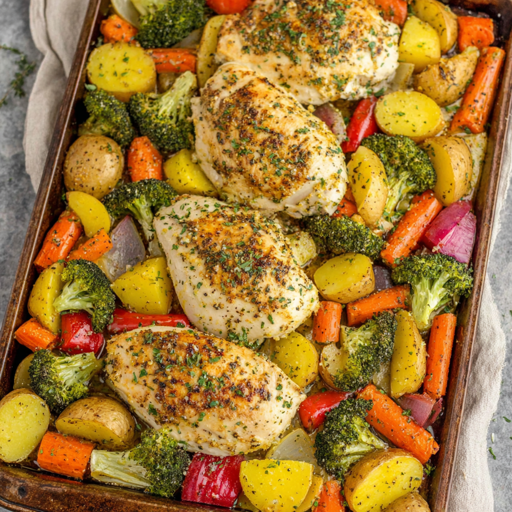 Garlic Butter Chicken and Veggies in One Pan
