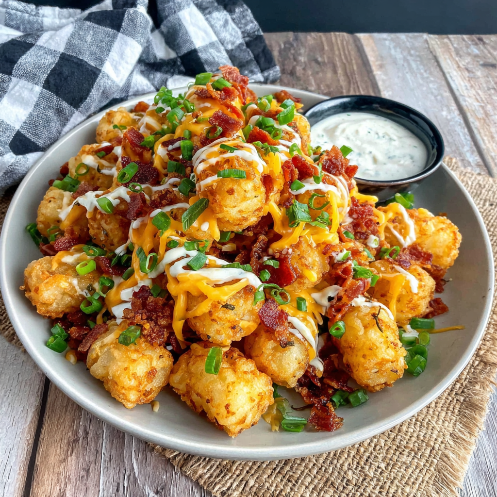 Irresistible Copycat Domino’s Cheddar Bacon Loaded Tots