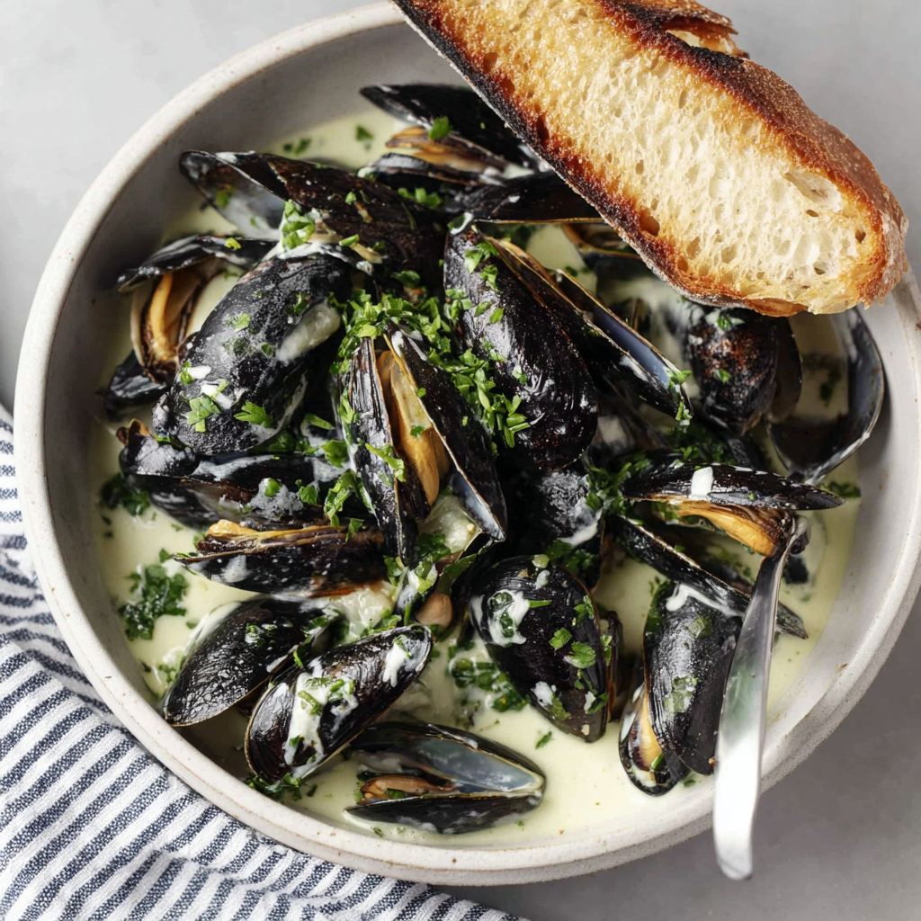 Mussels in Garlic Lemon Cream Sauce for Home Cooks