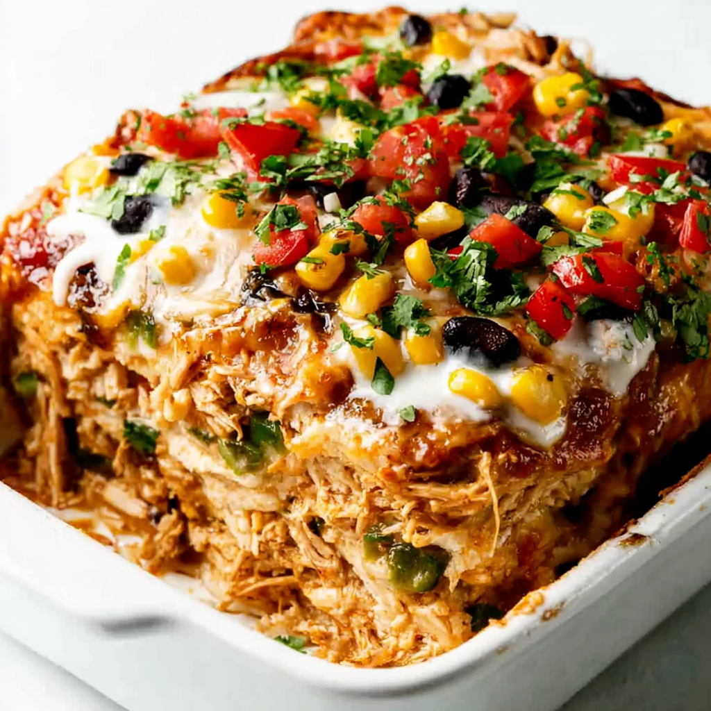 Satisfying and Simple Chicken Burrito Casserole