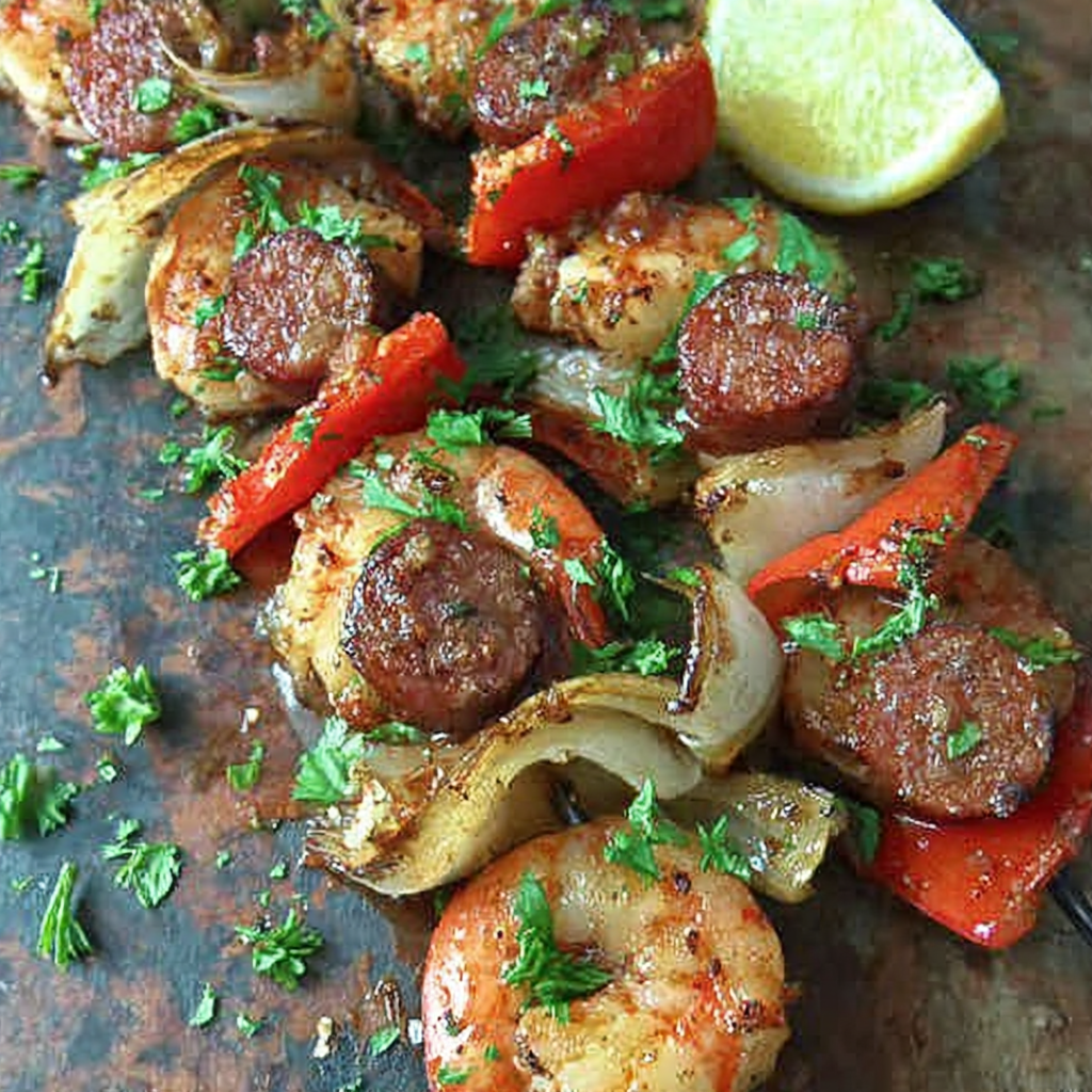Savor the Heat of Spicy Shrimp and Sausage Skewers