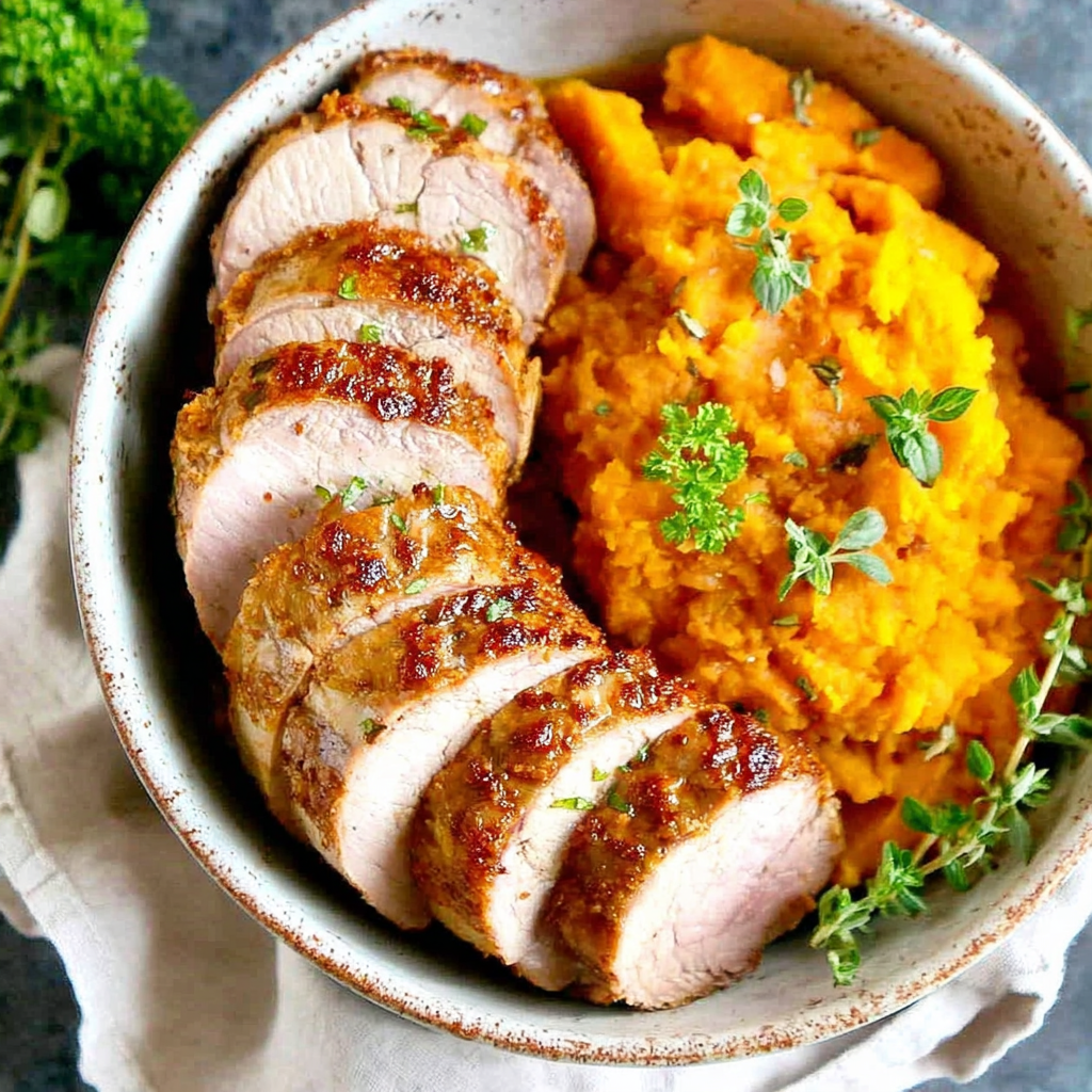 Savory Instant Pot Pork Tenderloin with Sweet Potatoes