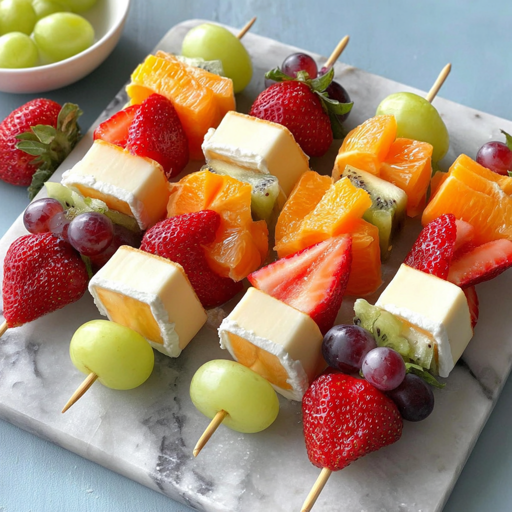 Colorful Fruits and Cheese Kabobs for Any Occasion