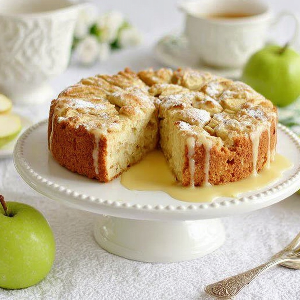 Delicious Apple Cake with Creamy Custard Sauce
