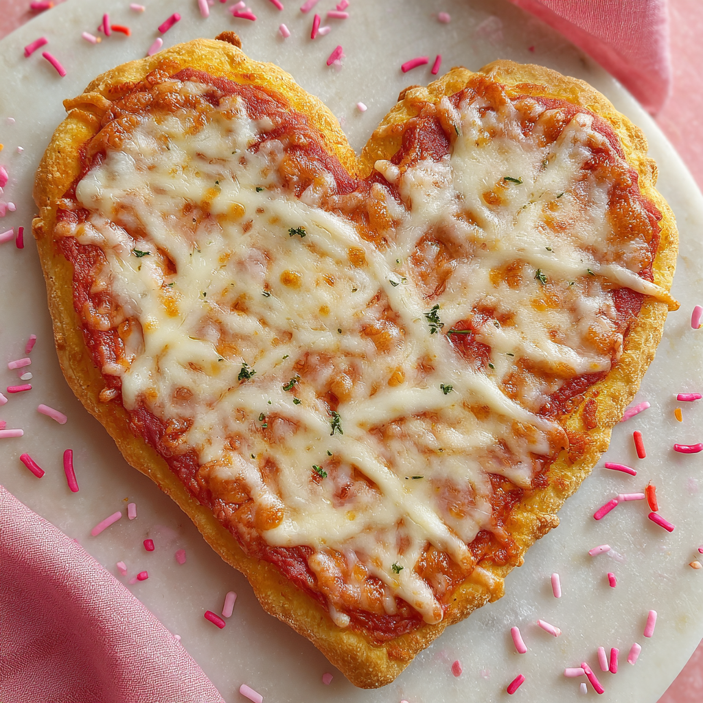 Delightful Heart-Shaped Pizza for Sharing