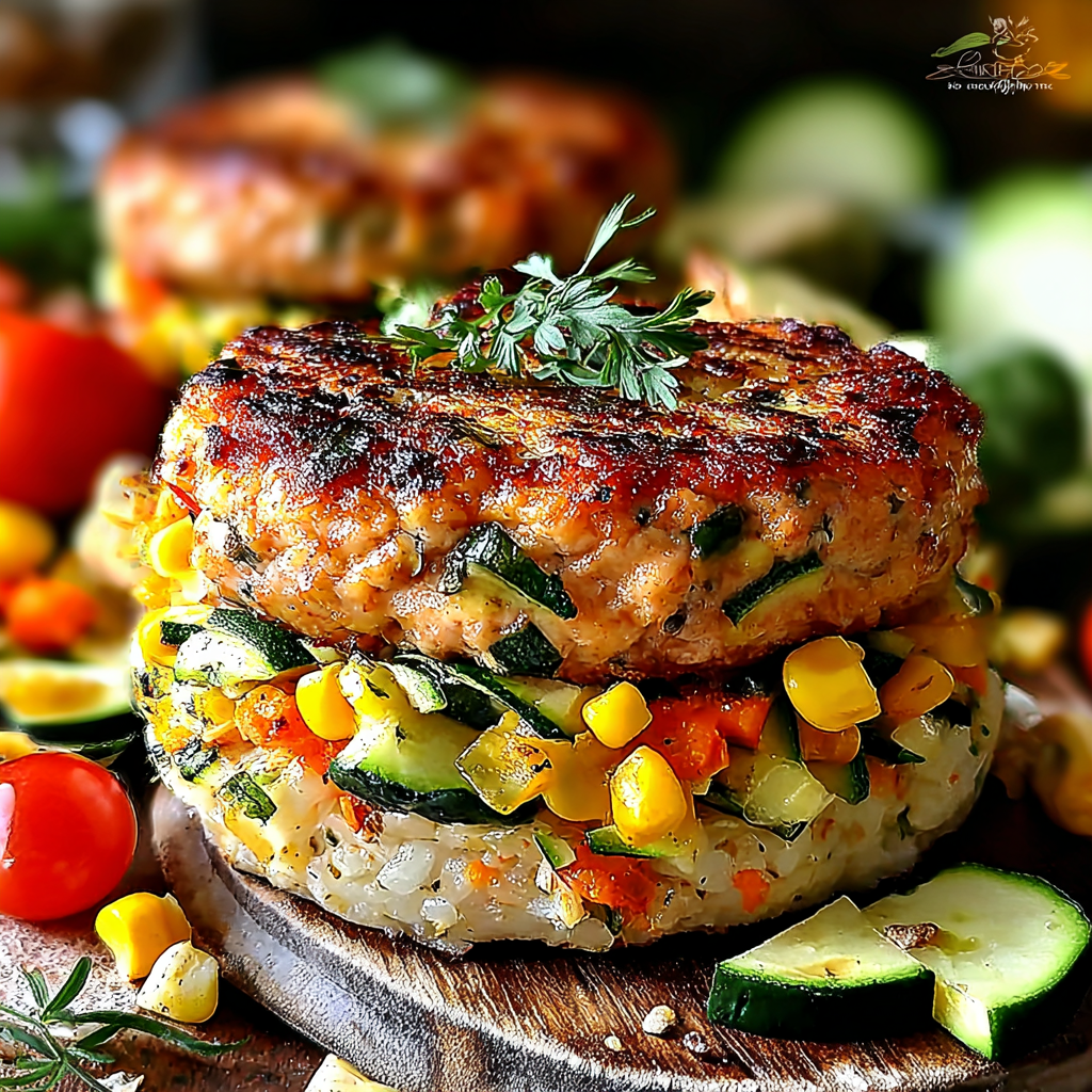 Hearty Chicken, Zucchini and Fresh Corn Burgers