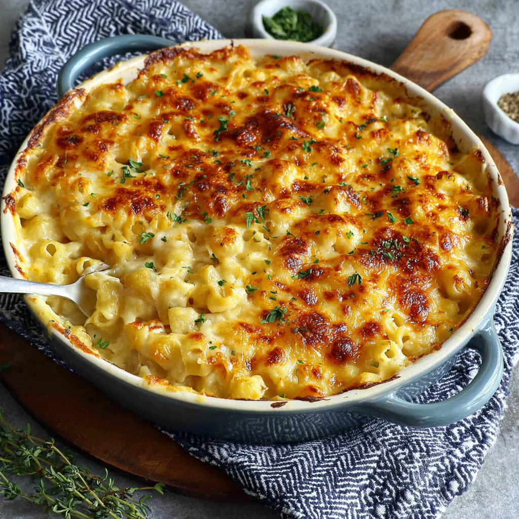 Indulge in Creamy Baked Four Cheese Mac and Cheese