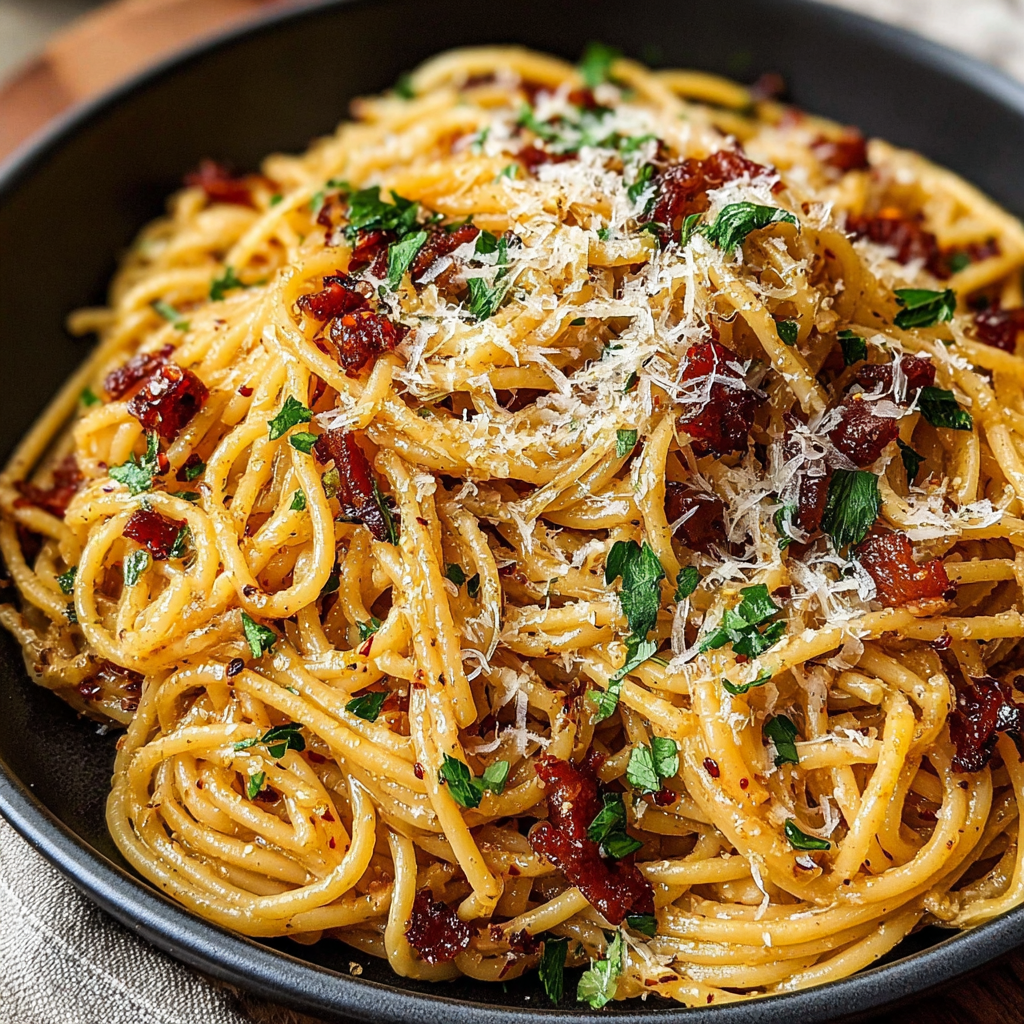 Savory Caramelized Onion Pasta with Chili Oil