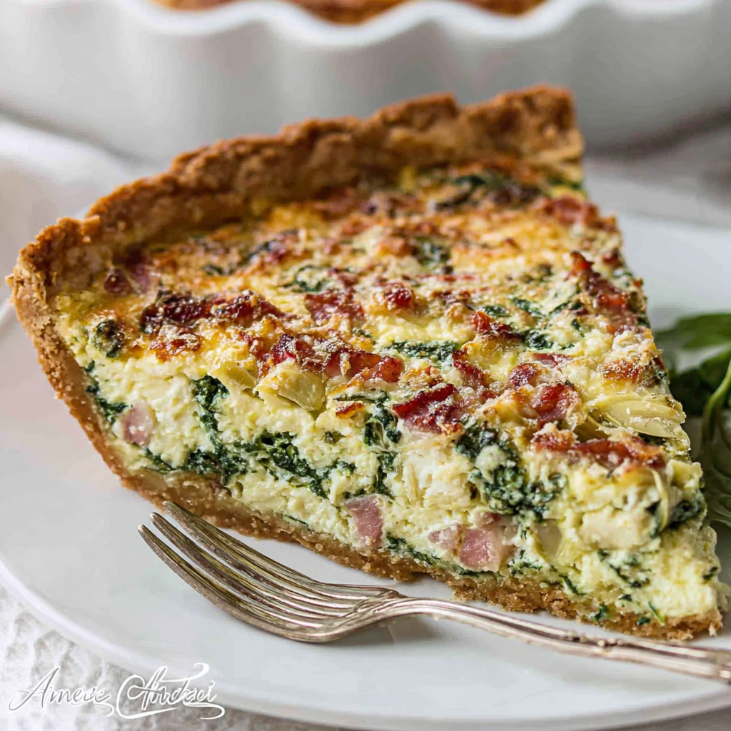 A Savory Bacon Spinach Artichoke Quiche Recipe