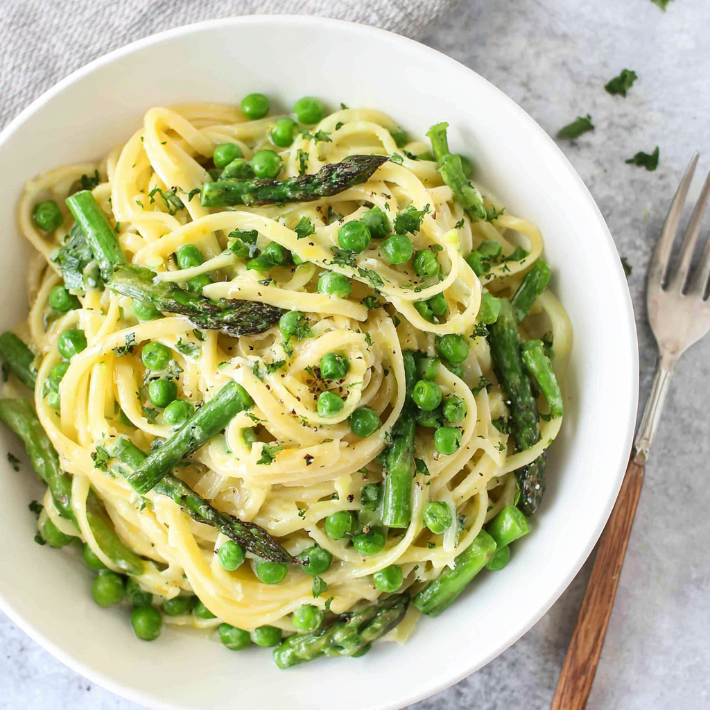 Bright and Fresh Pea and Asparagus Pasta Dish