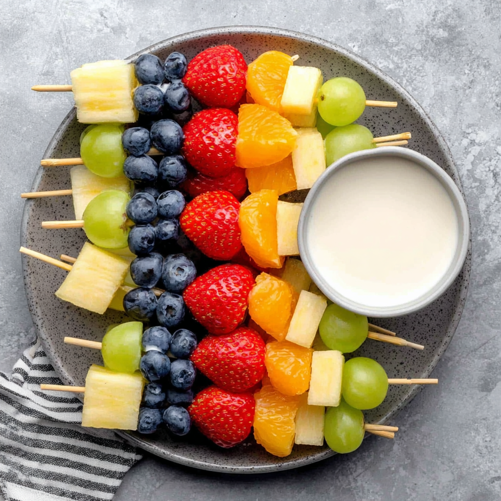 Delicious Fruit Kabobs with Honey Yogurt Dip Recipe