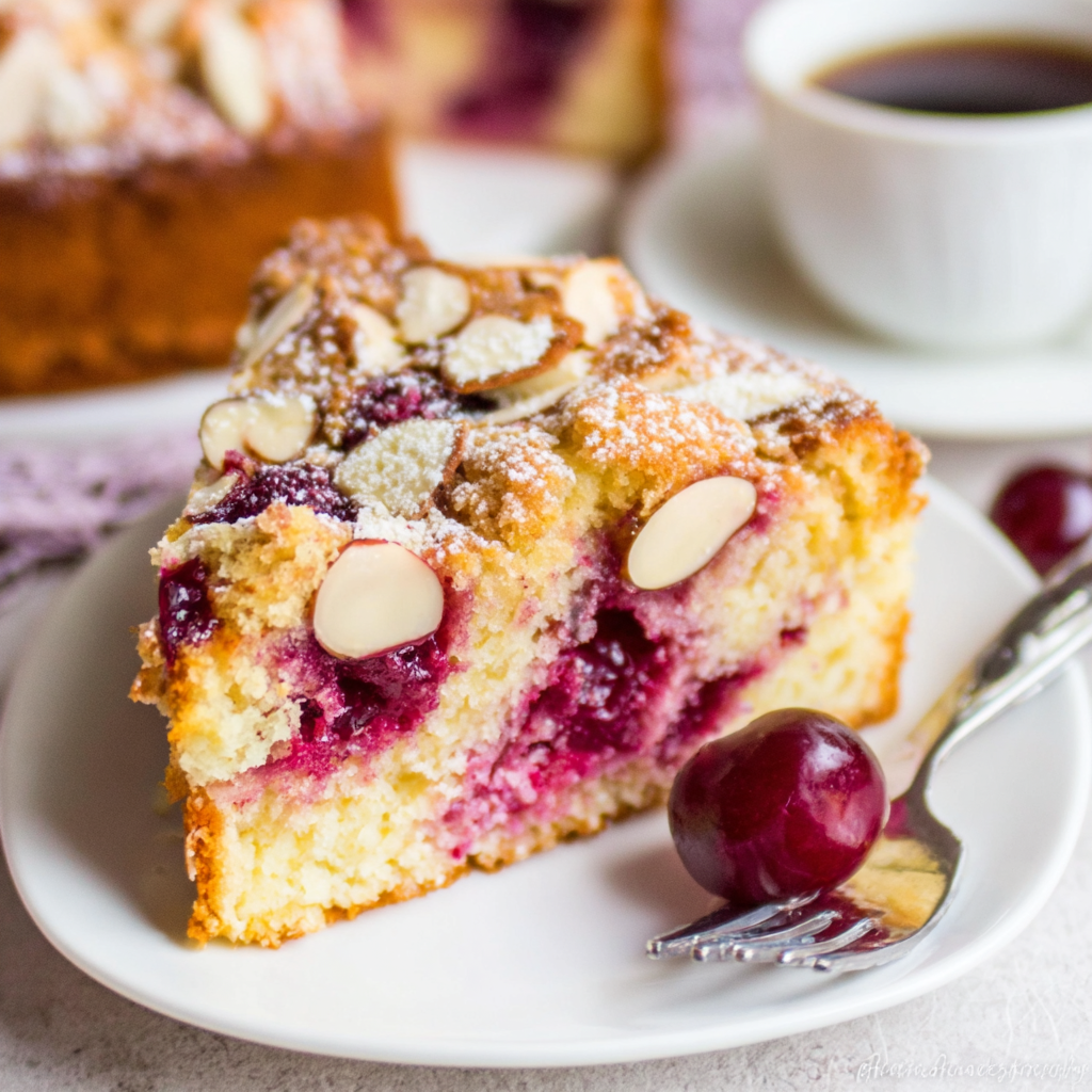 Delightful Cherry Almond Coffee Cake for Your Table