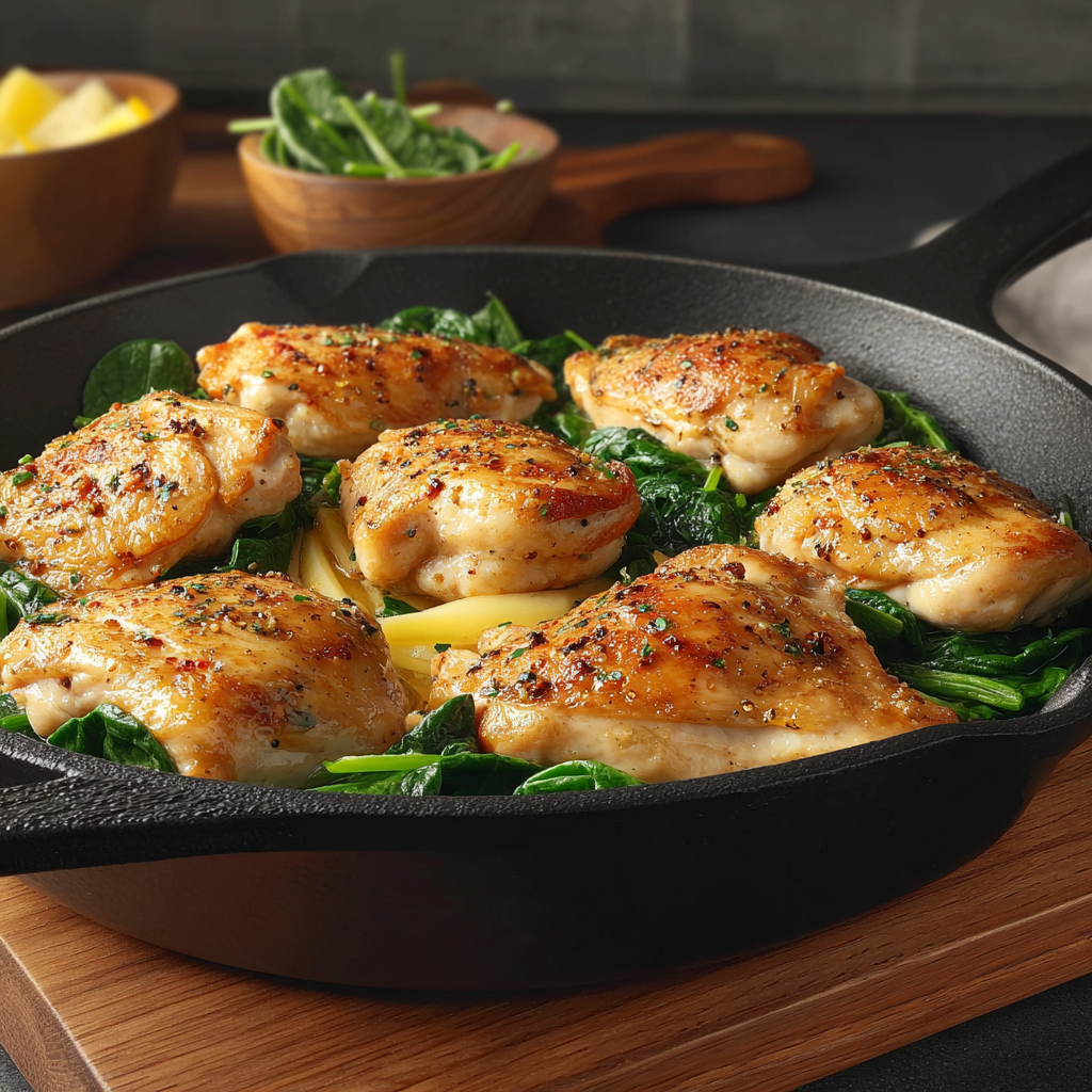 Flavorful One-Pan Chicken and Spinach Skillet Dinner