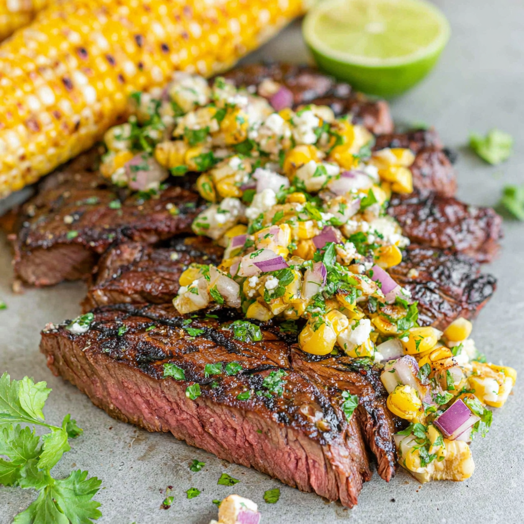 Grilled Skirt Steak with Street Corn Salsa