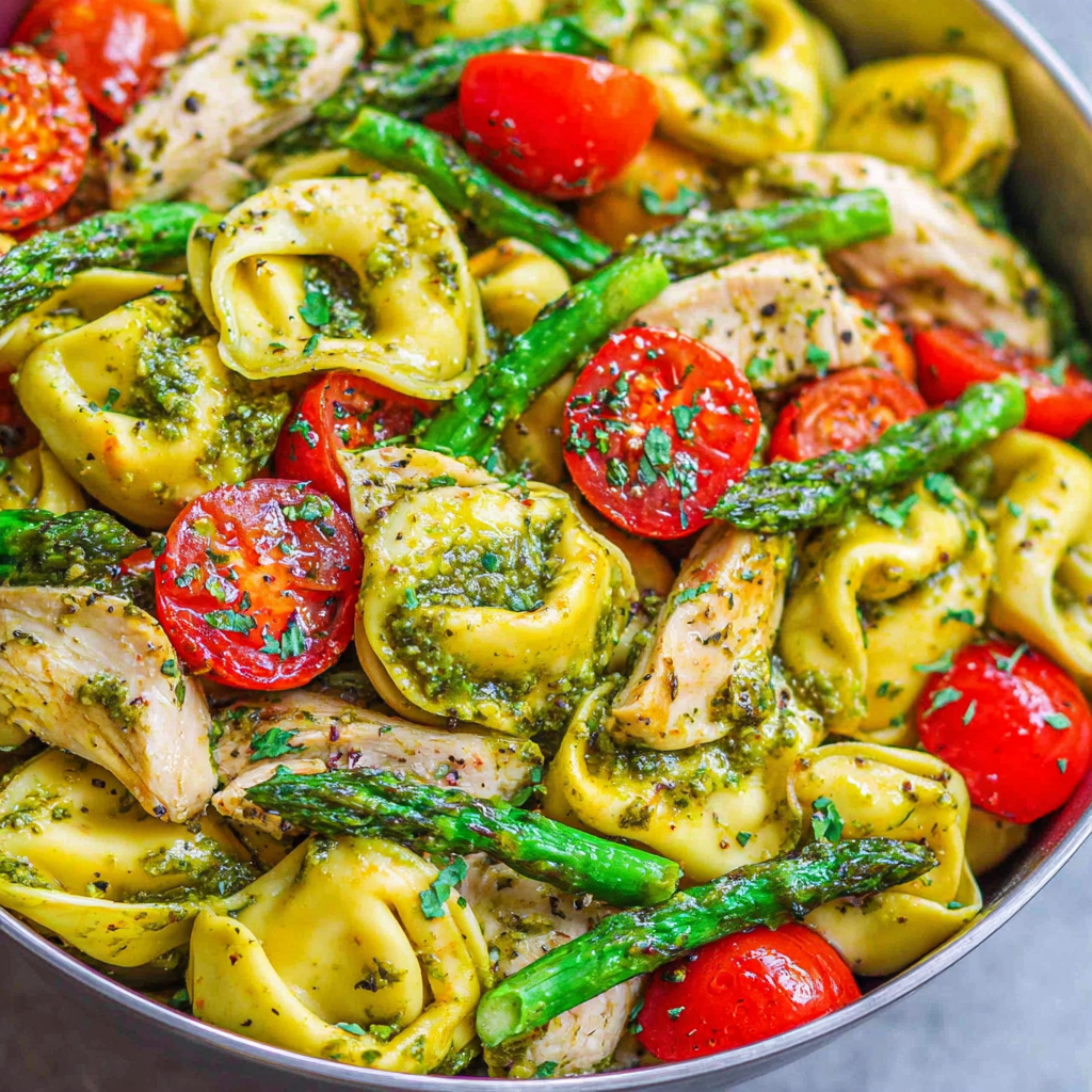 Pesto Chicken Tortellini with Seasonal Vegetables