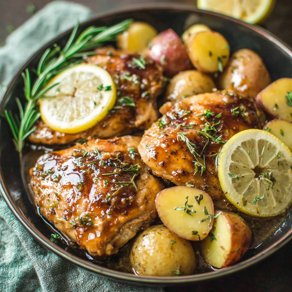 Savory Crockpot Lemon Chicken with Potatoes