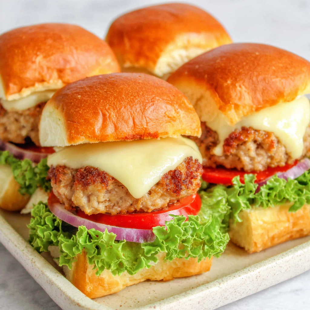 Savory Ground Turkey Burger Sliders on Hawaiian Rolls