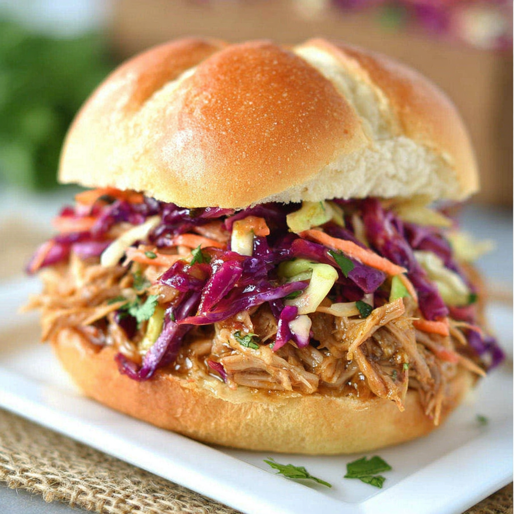 Savory Pulled Pork Enhanced by Crunchy Cabbage Slaw