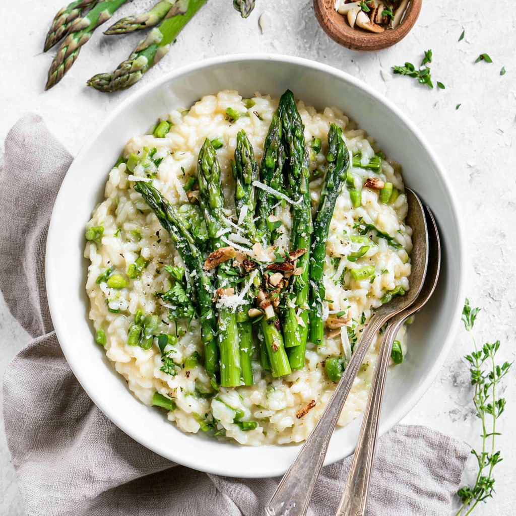 Vegan Asparagus Risotto for Elegant Home Dining