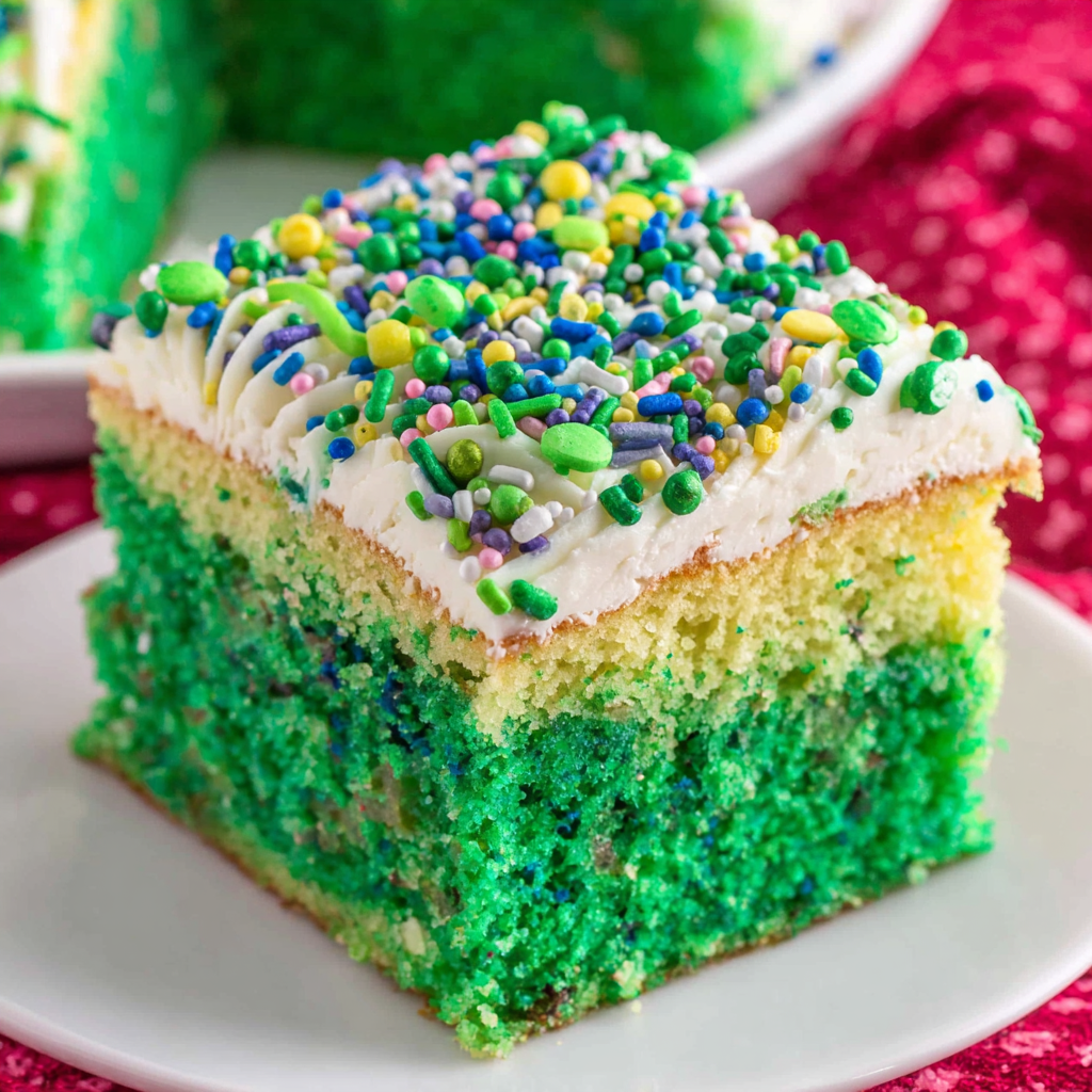 Vibrant Green Funfetti Sheet Cake for Any Occasion