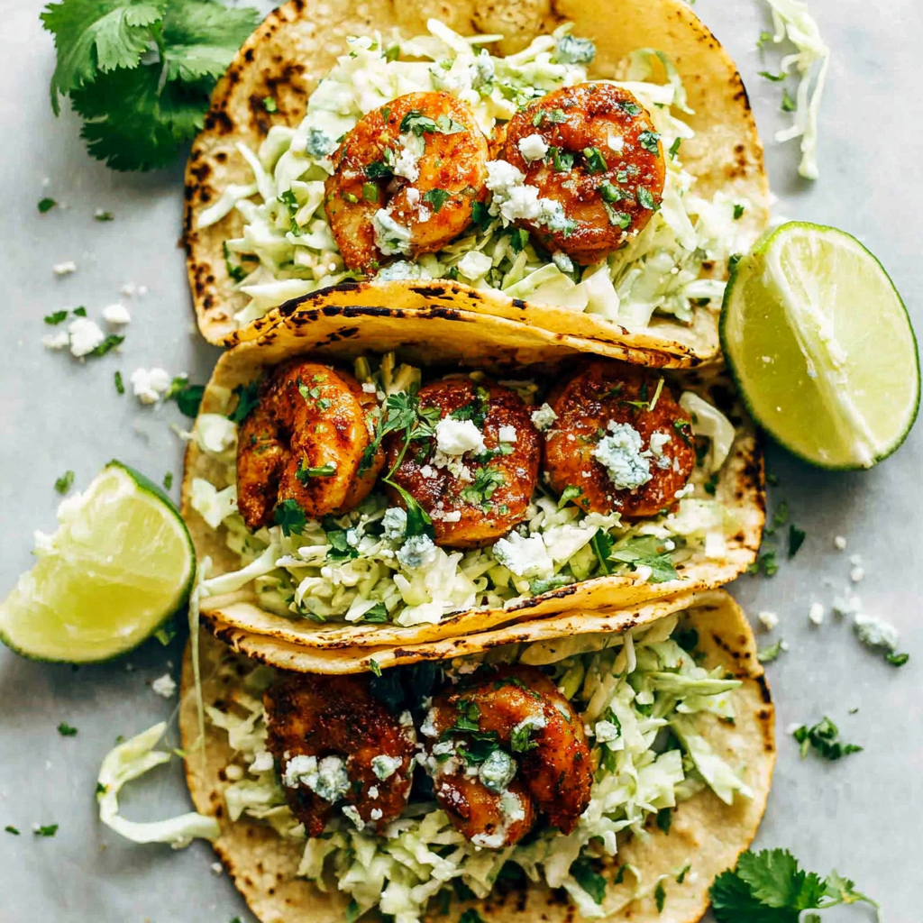 Zesty Shrimp Tacos with Garlic and Cilantro Slaw